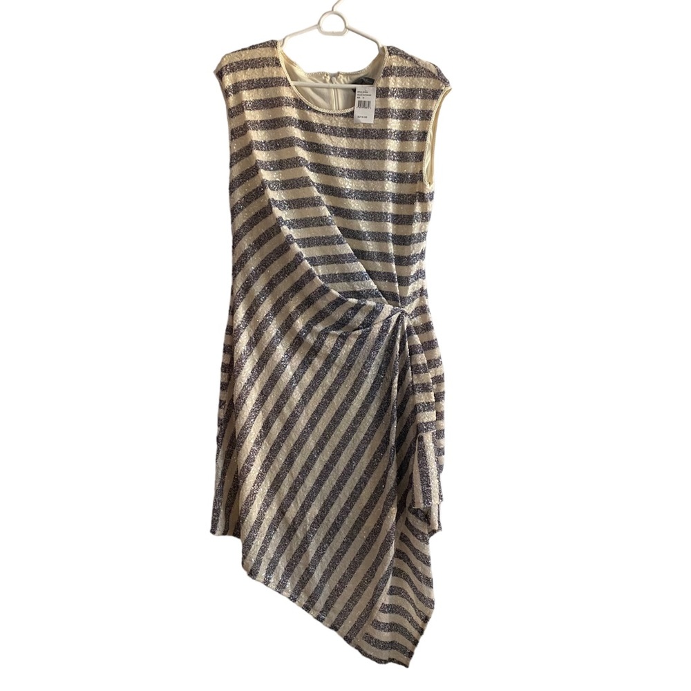 Eva Franco Sequin Navy & Ivory Dress NWT